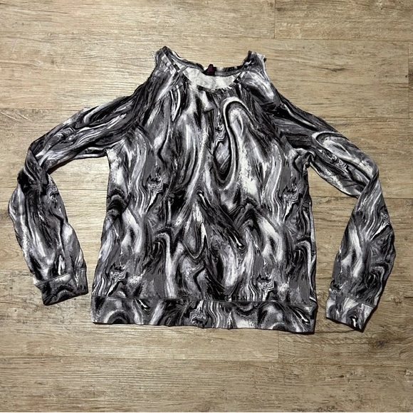 Marble Print Women's Top - Black and Gray - Picture 1 of 6